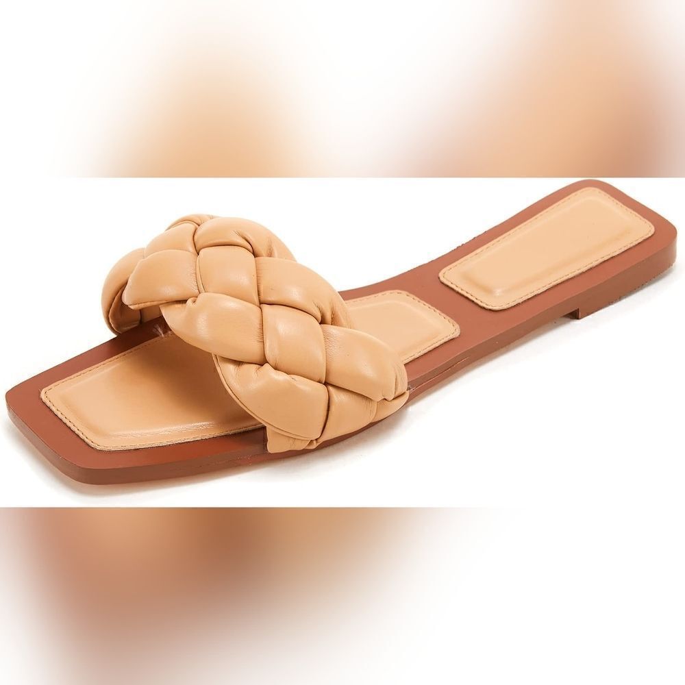 (6-2997)    VETASTE Women's Braided Strap Slide Sandals Sz 9